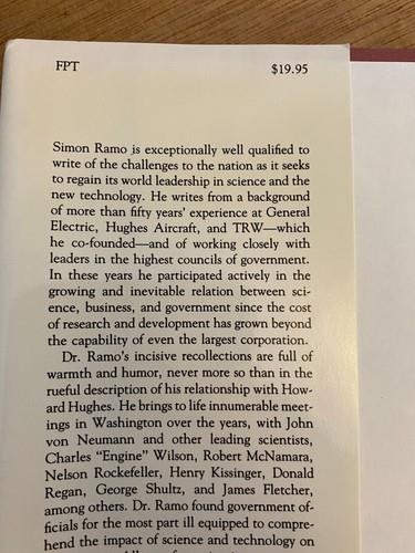 THE BUSINESS OF SCIENCE by Simon Ramo 1988 SIGNED Howard Hughes TRW White House gallery