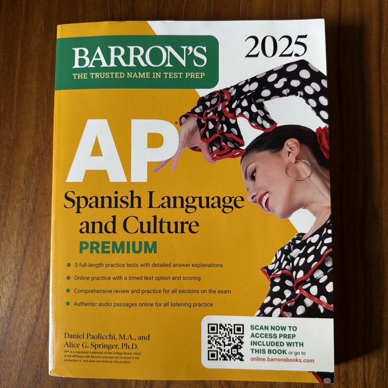 AP Spanish Language and Culture Premium 2025 Exam Prep Book Practice Tests