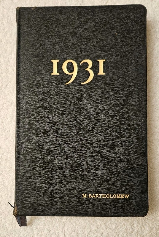 1931 Personal Record Book Leather with Notations Marie Bartholomew
