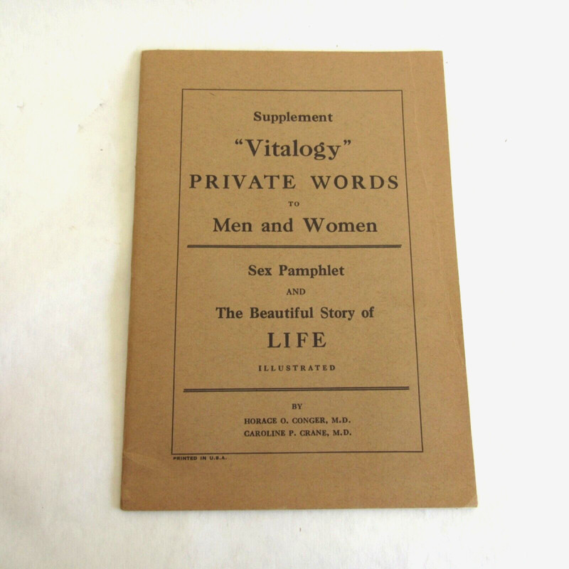 Vintage VITALOGY Private Words To Men and Women Pamphlet/Supplement/Quackery