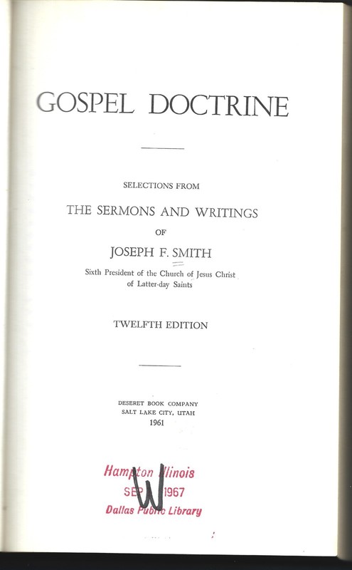 Gospel Doctrine-Sermons, Writings of Joseph F. Smith HB-1961-553 pages-Library gallery