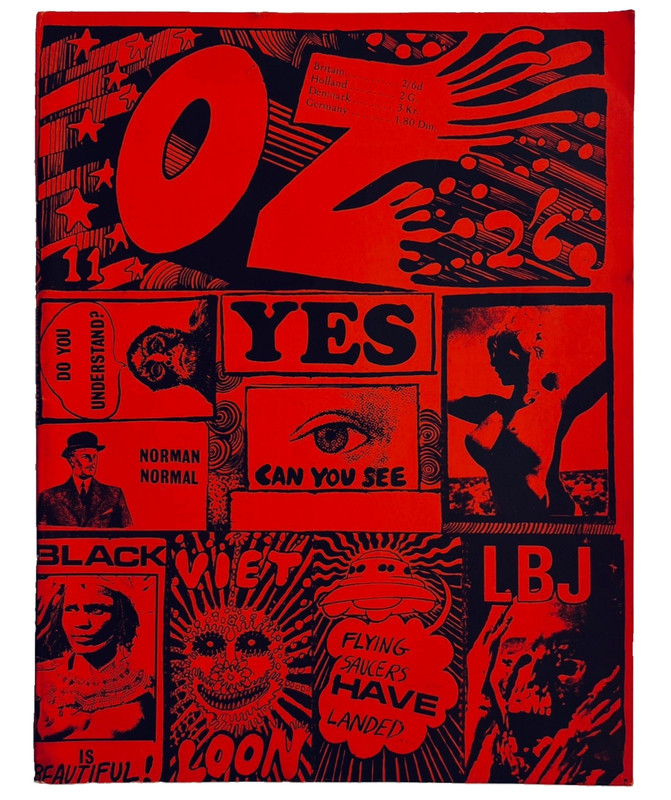OZ MAGAZINE No.11 with Martin Sharp cover. Dark red variant