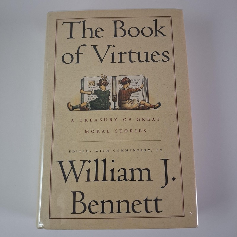 Vintage The Book Of Virtues A Treasury William J. Bennett Beige HC DJ 1993 USA