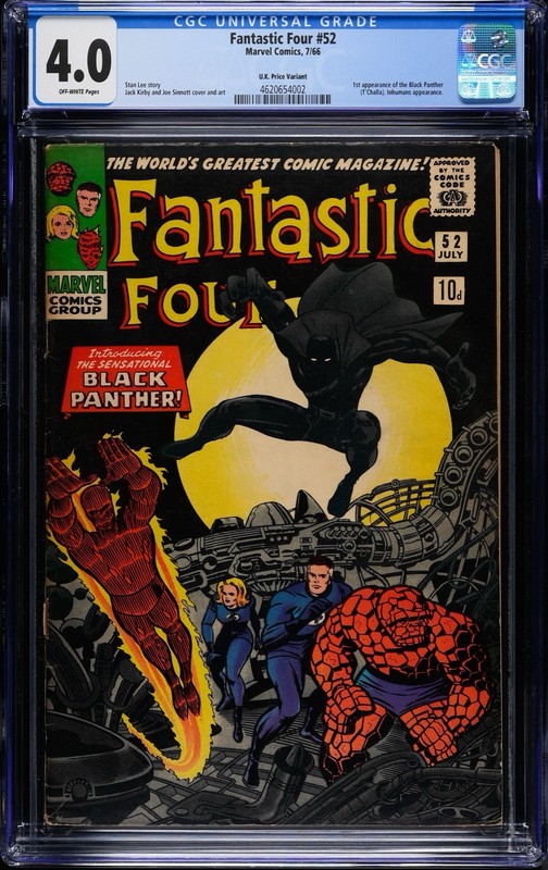 Fantastic Four #52 CGC 4.0 OFF WHITE Pages in 10d Pence / UKPV