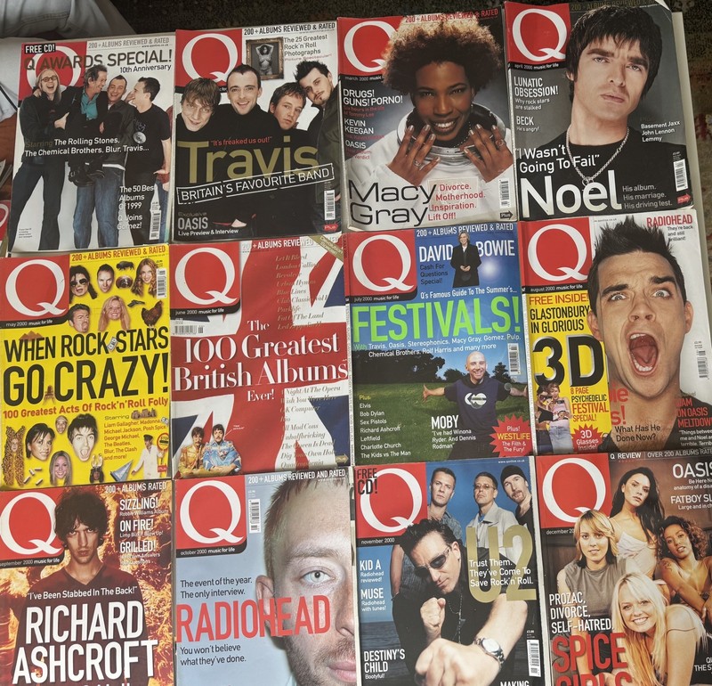 Q magazines Jan – Dec 2000. Issues 160-171, Robbie, Oasis, Richard Ashcroft