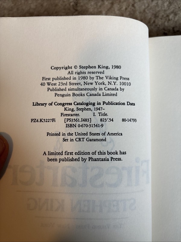 Stephen King FIRESTARTER First Edition 1980 Viking Press Hardcover Dust Jacket gallery