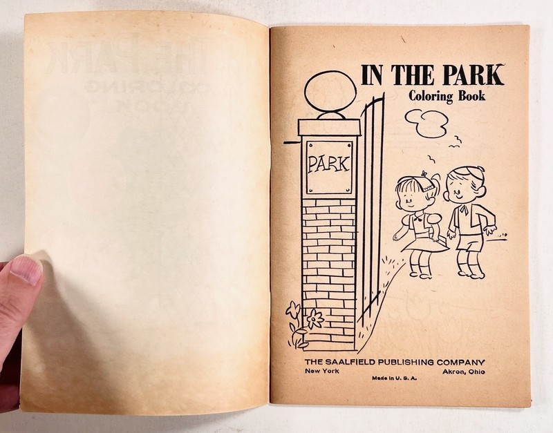 1960s Saalfield Coloring #141 IN THE PARK American General Insurance [partial] gallery