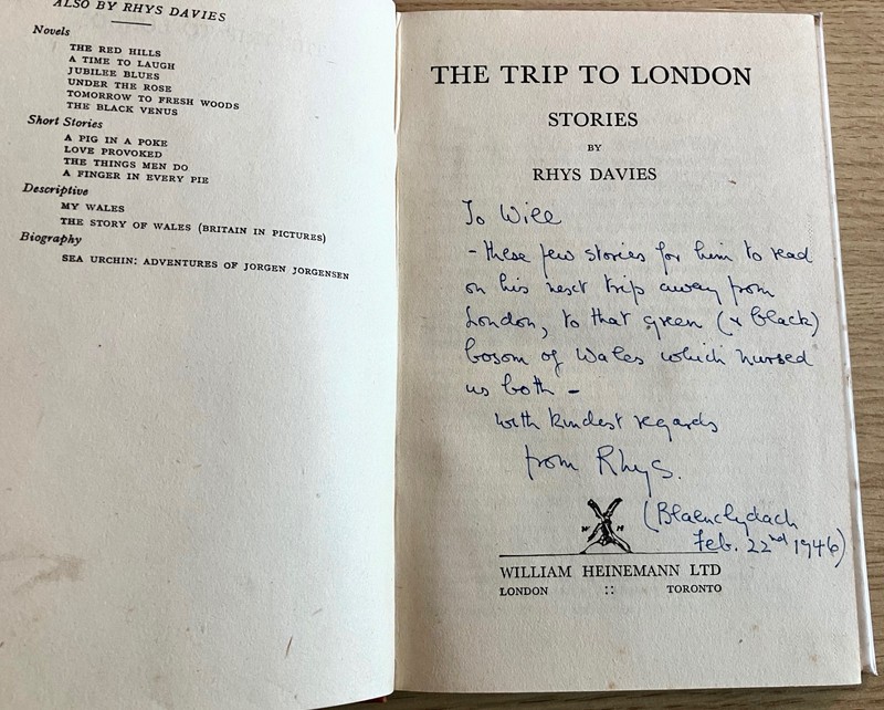 1946 THE TRIP TO LONDON Short Stories By RHYS DAVIES Inscribed 1st Edition + D/W gallery