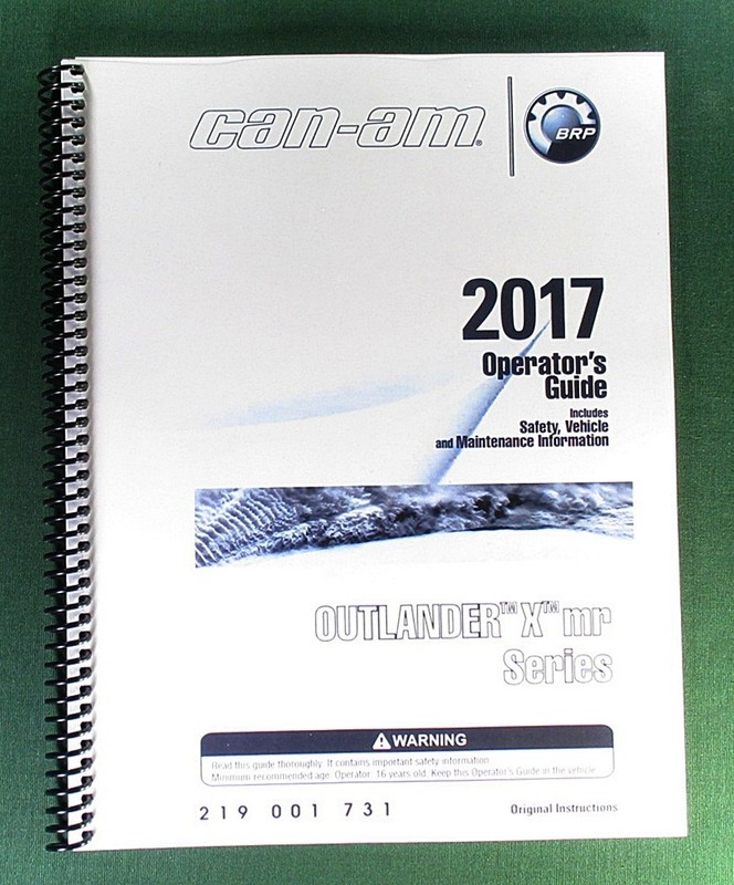 2017 Can-Am Outlander 1000R X MR Owner’s Manual: 196 Pages & Protective Covers!