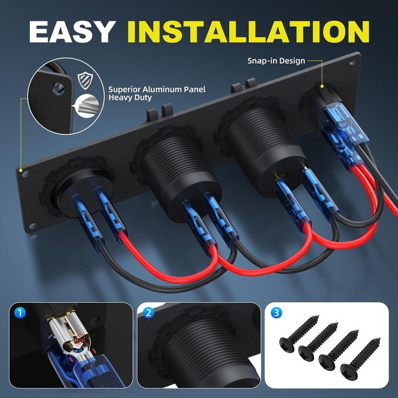 4 in 1 12V USB Panel+LED Voltmete &Dual USB Socket & Lighter Socket &9361 gallery