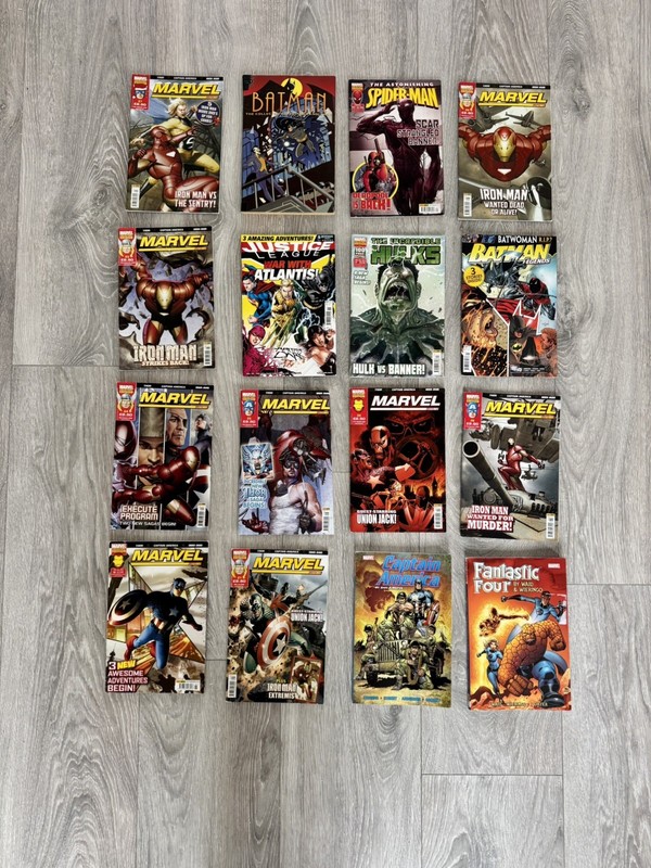 Marvel DC Comics Job Lot x16 Batman Iron Man Hulk Spider-Man Captain America