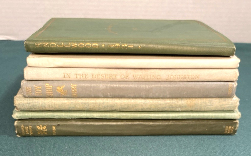Lot of 7 ~ Slim 6"-8” Old/VIntage HC Books ~ Gilt Decor Staging ~ Greens/Grays gallery