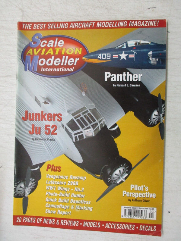 SCALE AVIATION MODELLER INTERNATIONAL UK MAGAZINE MARCH 1999 JUNKERS JU 52