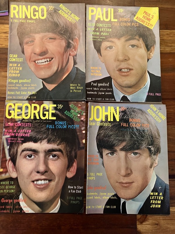 Lot of 4 Teen Screen Life Story Beatles Fan Magazines John Paul George Ringo