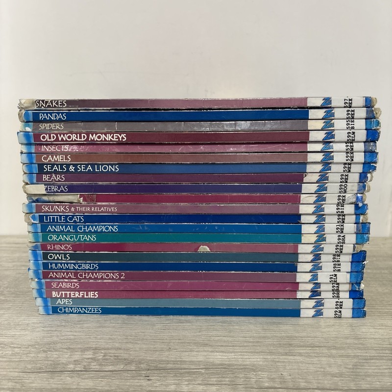 Lot of 22 Zoobooks – Hardcover Ex-Library Bears, Zebras, Owls, Rhinos, Apes