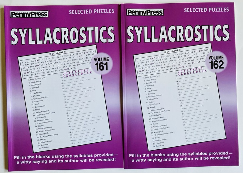 Lot of 2 Syllacrostics Penny Press Selected Variety Puzzles Dell 161-162 quotes