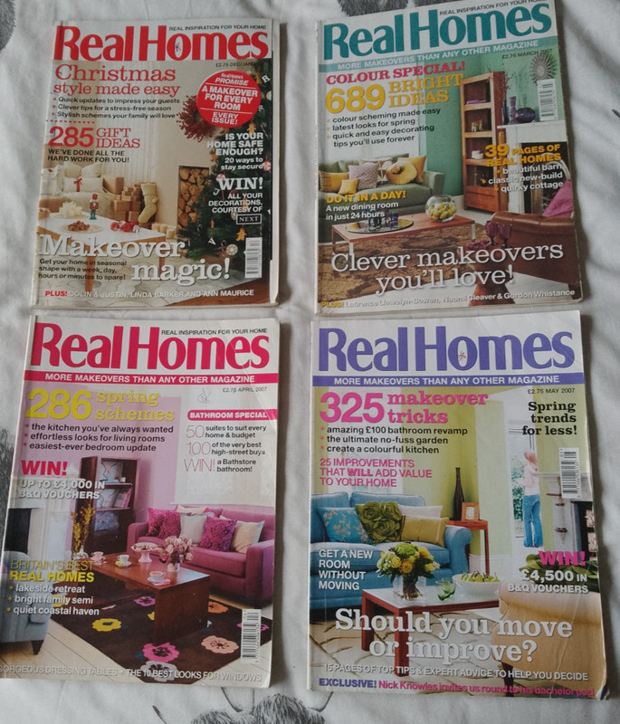 REAL HOMES MAGAZINE x 4. JANUARY, MARCH, APRIL & MAY 2007. IDEAS. MAKEOVERS.