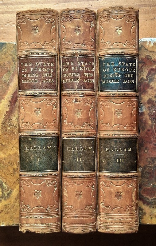 View of State of Europe during Middle Ages Henry Hallam 1855 3 Vol. Leather Set