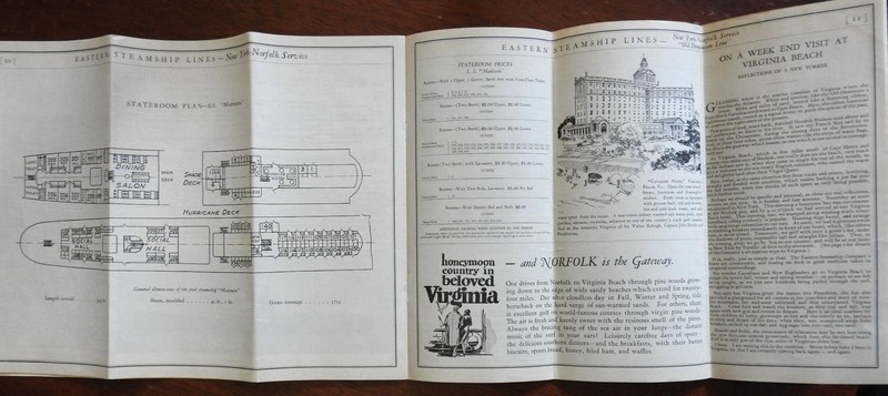 Eastern Steamship Lines 1930 illustrated travel brochure with map gallery