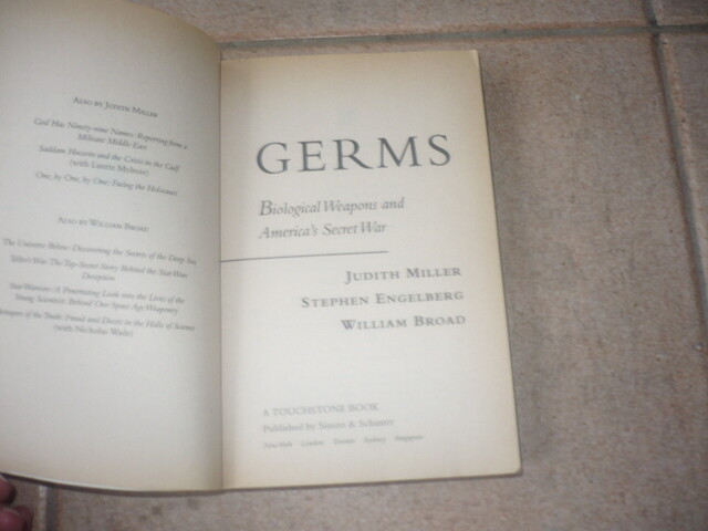 Germs : Biological Weapons and America’s Secret War by Judith Miller-2002