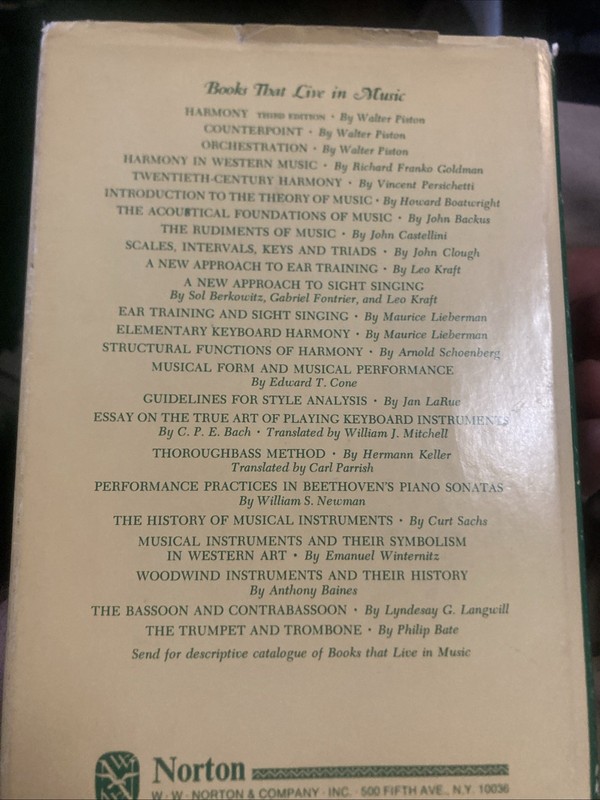 Harmony 3rd Edition By Walter Piston 1969 Hardcover W W Norton & Company Accept gallery