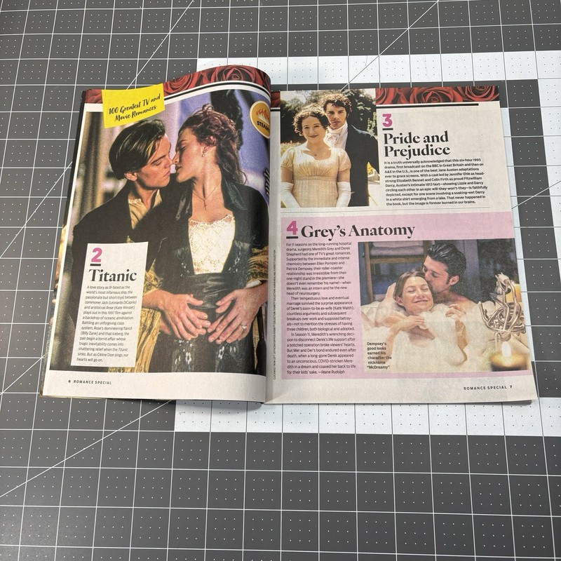 TV Guide 100 Greatest TV & Movie Romances Magazine Outlander Titanic Leo & Kate gallery
