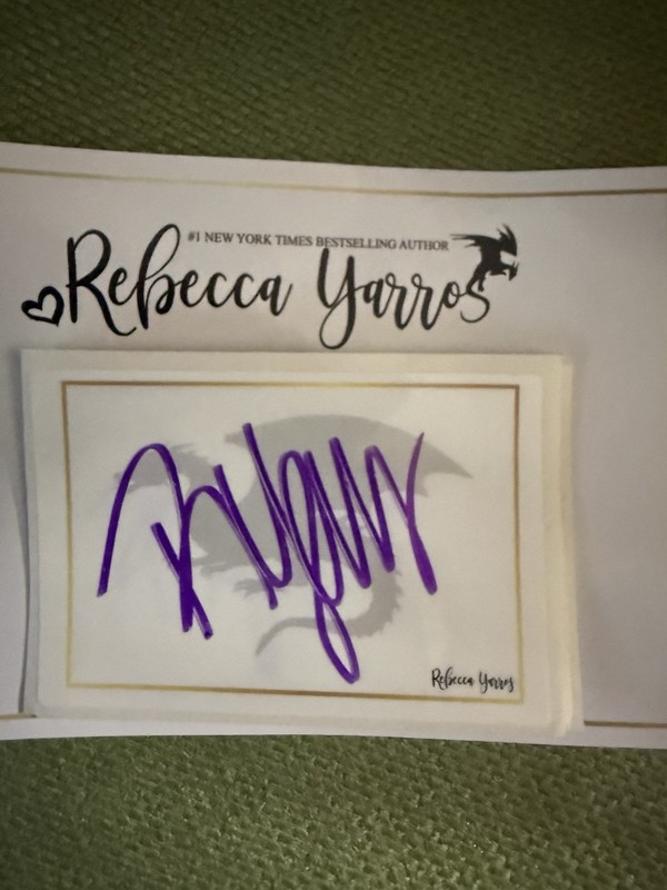 Rebecca Yarros DRAGON Signed Self Adhesive Bookplate Autograph: Fourth Wing Auto