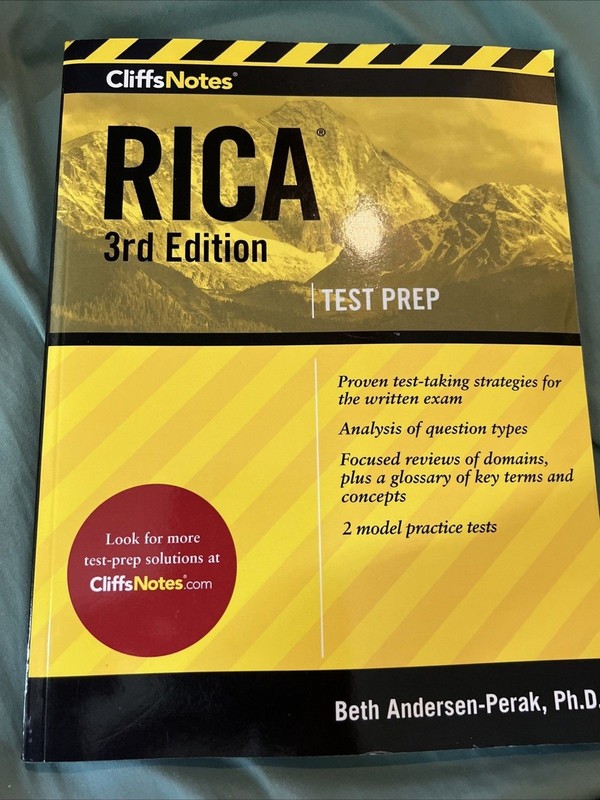 RICA Cliffs Notes 3rd Edition by Beth Andersen-Perak (2019, Trade Paperback)