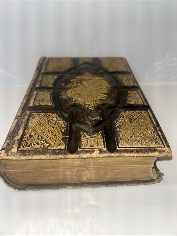 Antique Gold Gilded Cross and Crown Sufferings and Triumphs 1874 gallery
