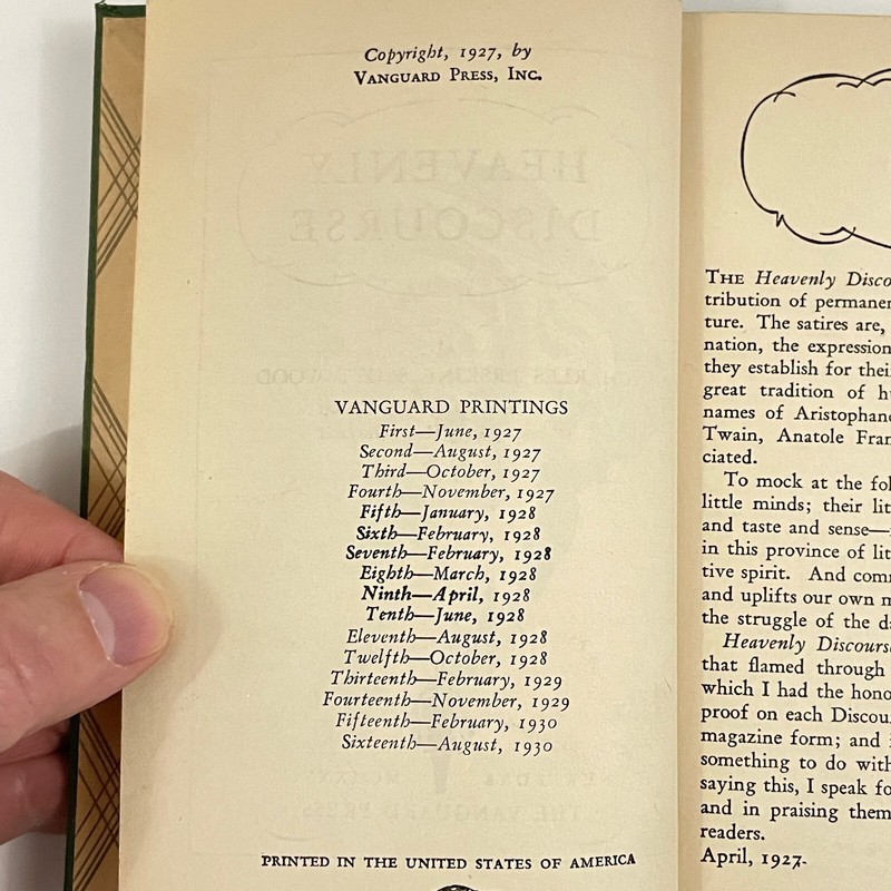 Heavenly Discourse by Charles Erskine Scott Wood HC 1930 humanistic satire illus gallery