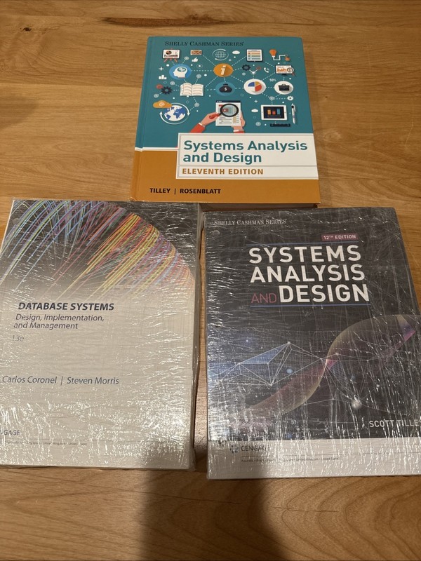 3 Math Books Lot Operating Systems Analysis And Design Data Bases Tilley Coronel