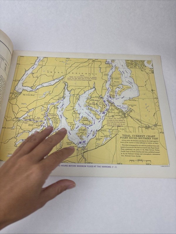 Tidal Current Charts Puget Sound Southern Part Third Edition 1973 US Dept Comme gallery