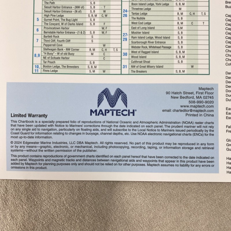 MAPTECH Waterproof Chartbook, WPB0245-02, Cape Cod Canal to Casco gallery