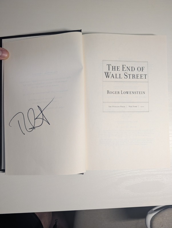 The End of Wall Street by Roger Lowenstein Hardcover The Penguin Press Signed gallery