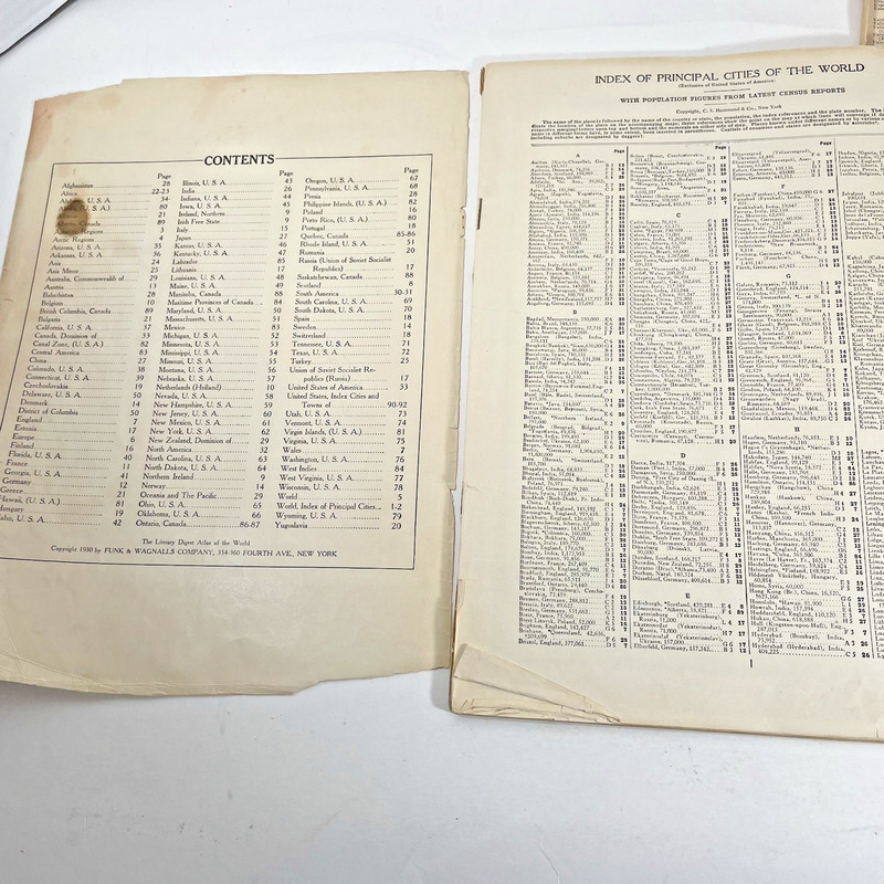 1931 THE LITERARY DIGEST ATLAS OF THE WORLD w/original mailer, 94 pages gallery