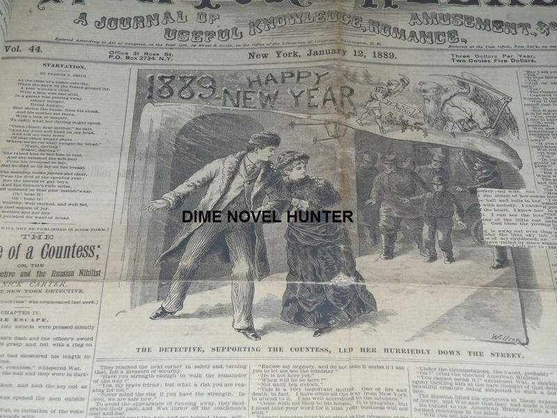 3 NICK CARTER LITHO COVERS 1888 NEW YORK WEEKLY 51 ISSUES STORY PAPER DIME NOVEL gallery