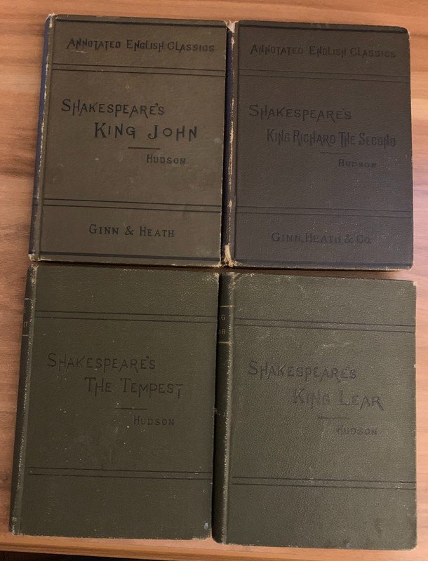 Lot of 4 Antique Shakespeare’s Books Used in Schools Classes Hudson 1880-1891