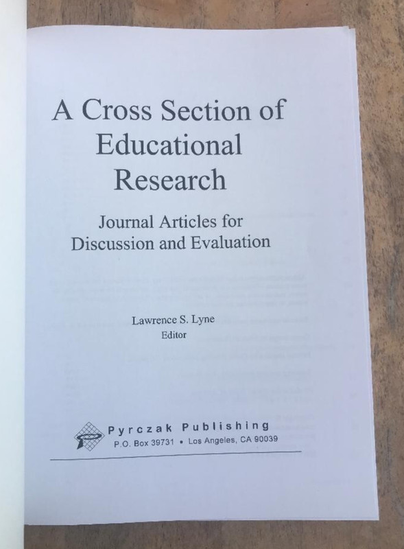 A CROSS SECTION OF EDUCATIONAL RESEARCH ~ L. LYNE ~ 1999 ~ JOURNAL ARTICLES gallery