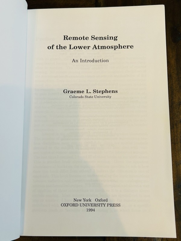 Remote Sensing of the Lower Atmosphere: An Introduction Graeme L. Stephens 1994 gallery