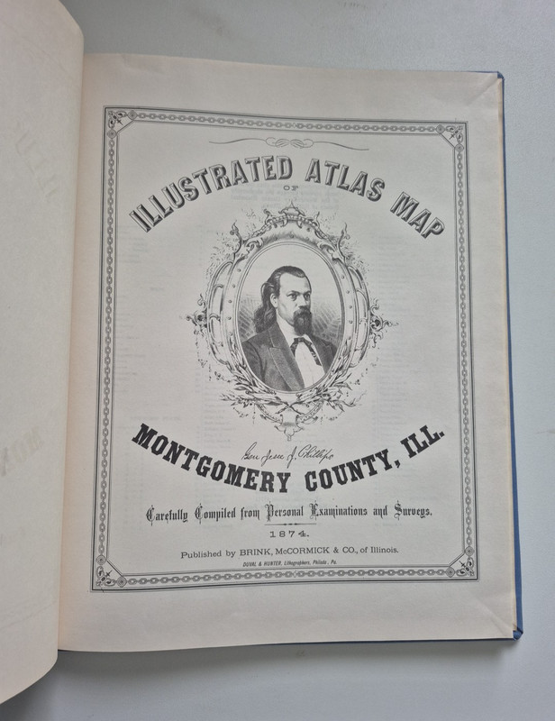 Illustrated Atlas Map Montgomery County, ILL 1874 REPRINT 109 pages