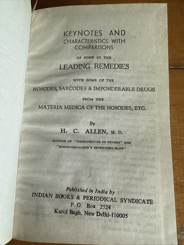 Allen’s Key Notes & Characteristics of Materia Medica with Nosodes gallery