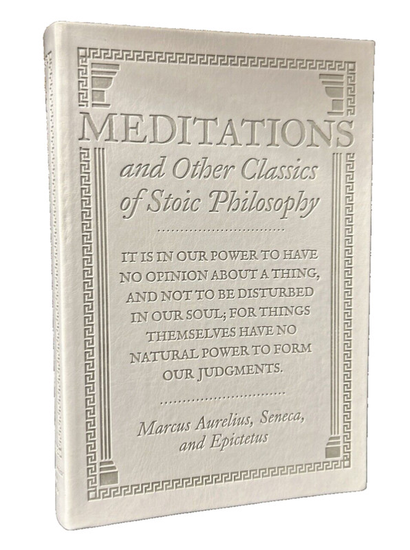 ❤MEDITATIONS & Classic Stoic Philosophy Marcus Aurelius Seneca Epictetus Leather gallery