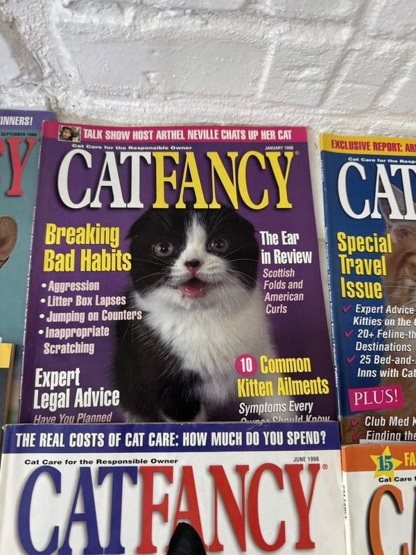 1998 Lot 10 Cat Fancy Magazines 01/98 to 09/98, and 12/98 Cat Posters Photos gallery