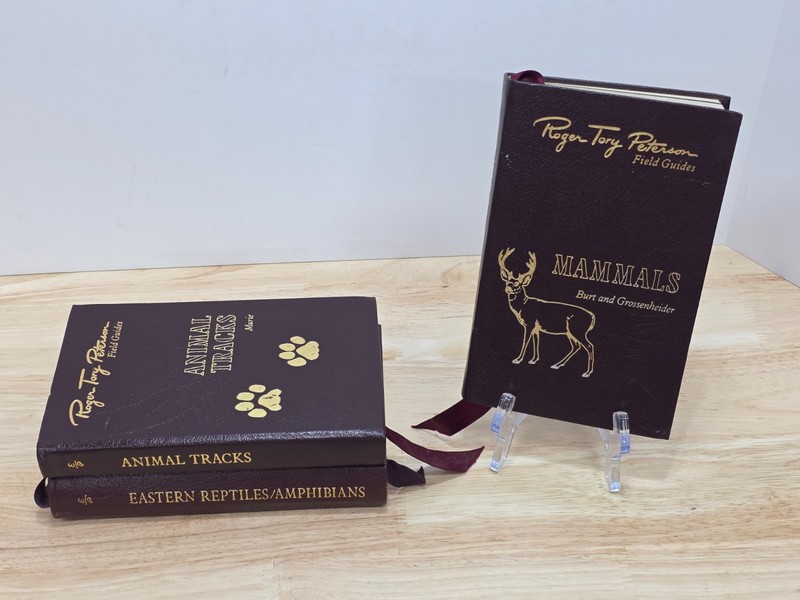 Lot of 3 Roger Tory Peterson Field Guides Leather Easton Press Animals