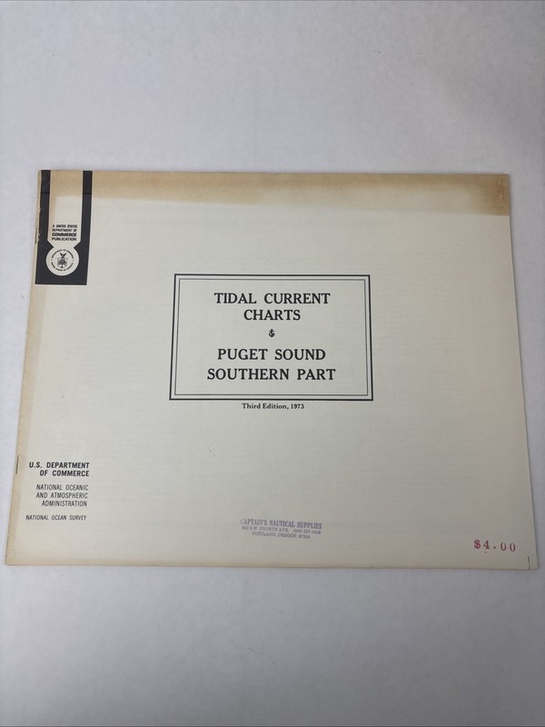 Tidal Current Charts Puget Sound Southern Part Third Edition 1973 US Dept Comme