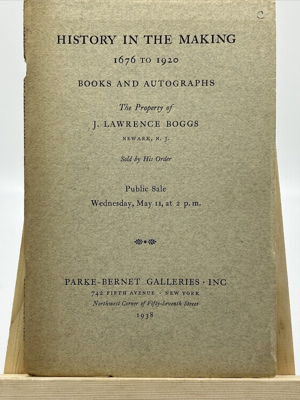 Parke-Bernet Catalog: J. Lawrence Boggs Collection – Newark, NJ – 1938