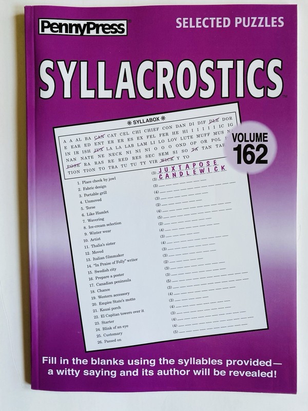 Lot of 2 Syllacrostics Penny Press Selected Variety Puzzles Dell 161-162 quotes gallery