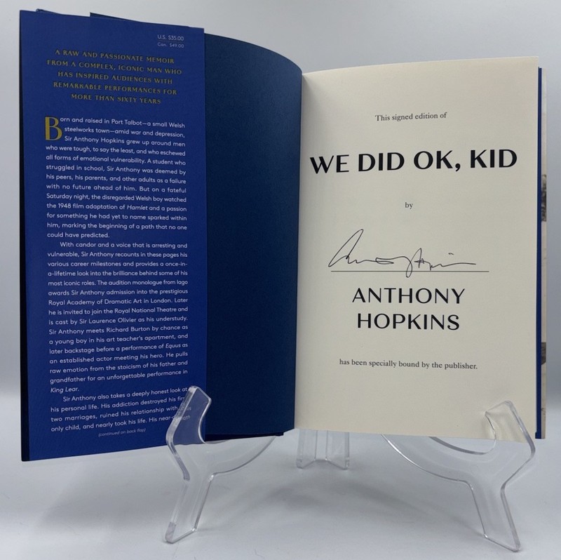 ANTHONY HOPKINS SIGNED AUTOGRAPH WE DID OK KID HC MEMOIR BOOK 1ST ED 1ST PRINT 6
