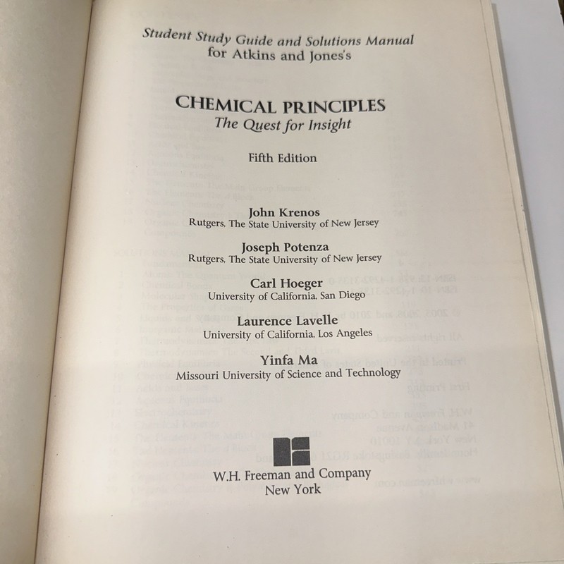 Chemical Principles: The Quest For Insight (fifth edition) gallery