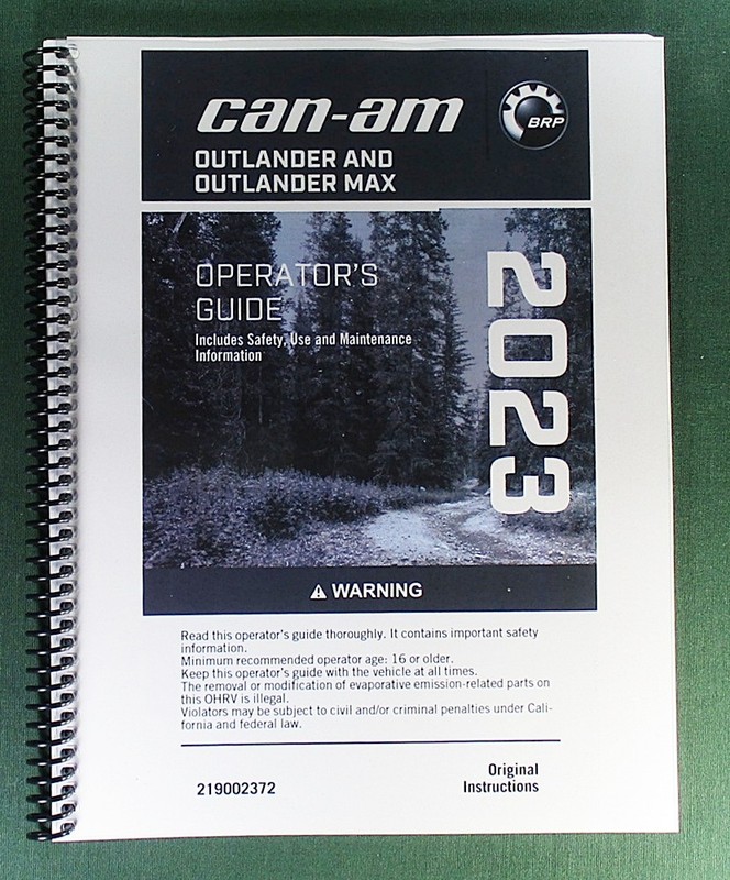 2023 Can-Am Outlander 700 XT 4WD Owner’s Manual: 408 Pages & Protective Covers